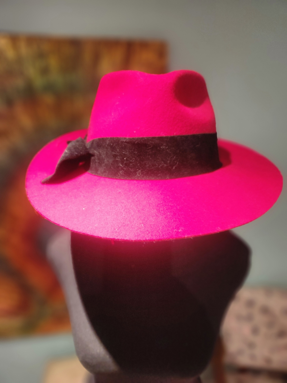 ADORA Hot Pink Wide-Brim Fedora with Dark Band